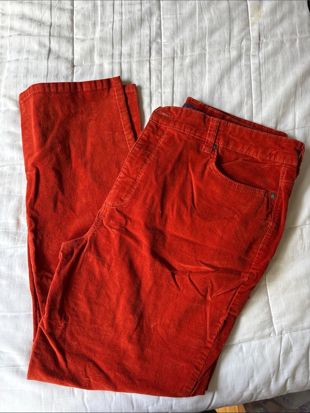 Gloria Vanderbilt Straight Leg Corduroy Pants in Orange
